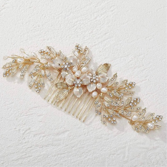 Hair comb Gold Hair Accessories for Bride - Picture 1 of 2